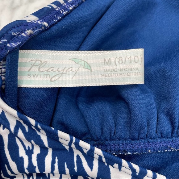 Playa Swim One Piece Blue & White Ikkat Size M - Picture 8 of 8